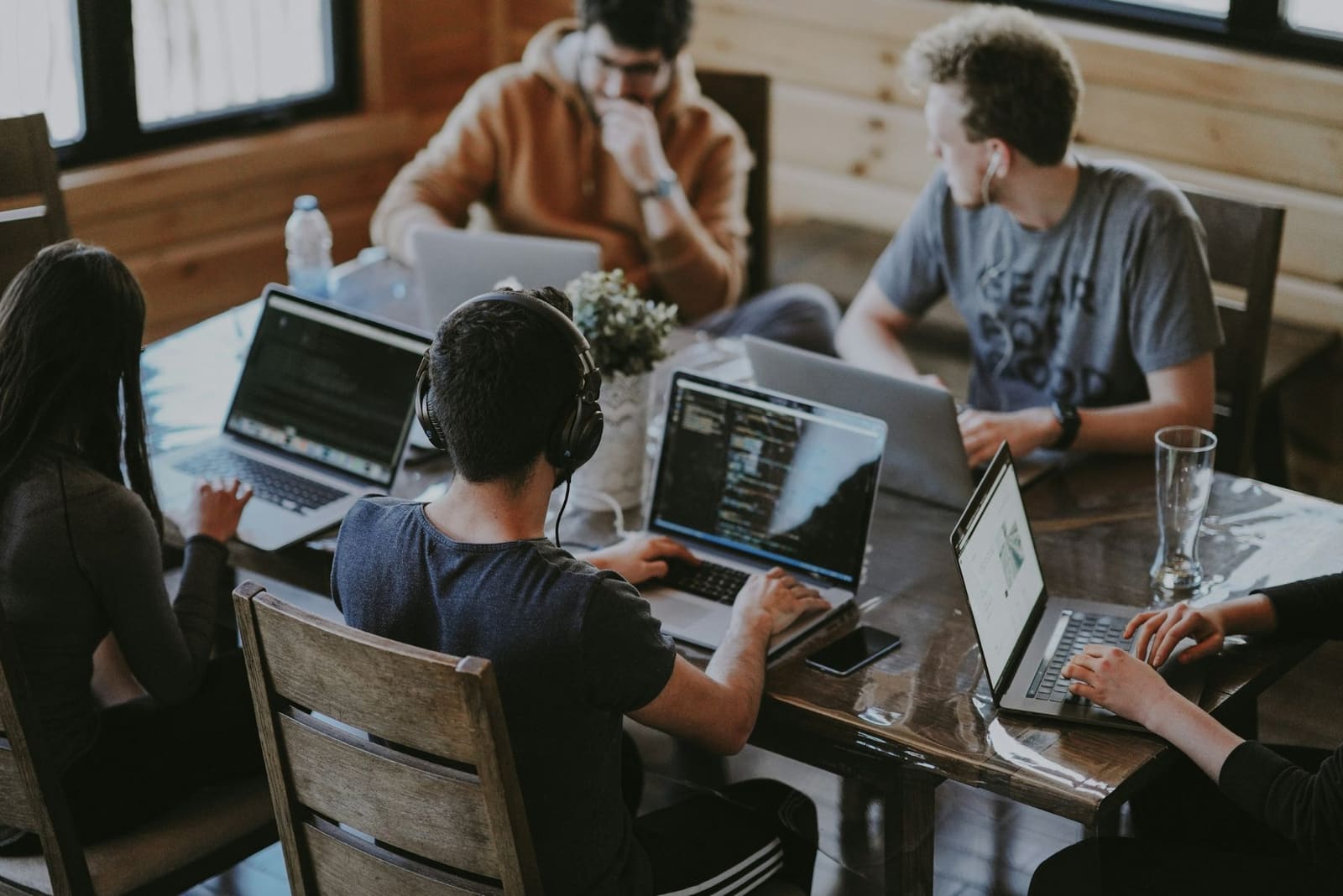 Professionals working together around a table